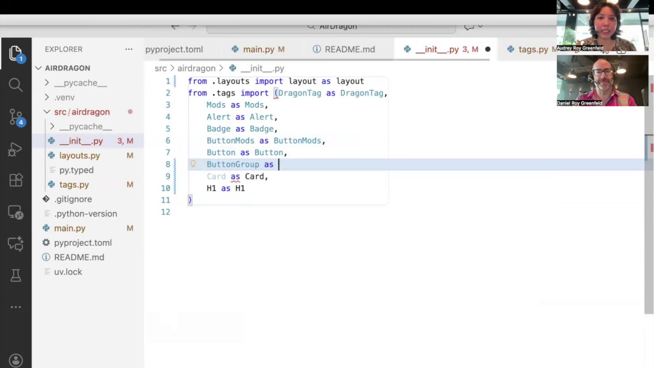 Code showing the addition of a ButtonGroup with default and destructive buttons.
