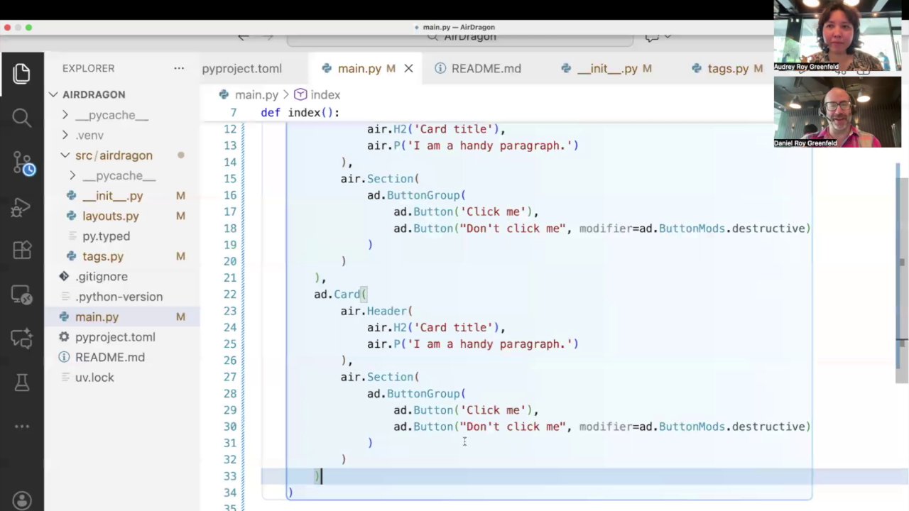 Two card components rendered vertically, showing an area for future layout improvements.